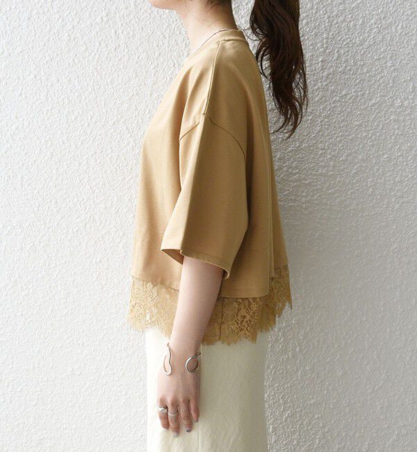 SHIPS any「《予約》SHIPS any:〈洗濯機可能〉ジップ レース ヘム ハーフスリーブ TEE」|Tシャツ・カットソー|