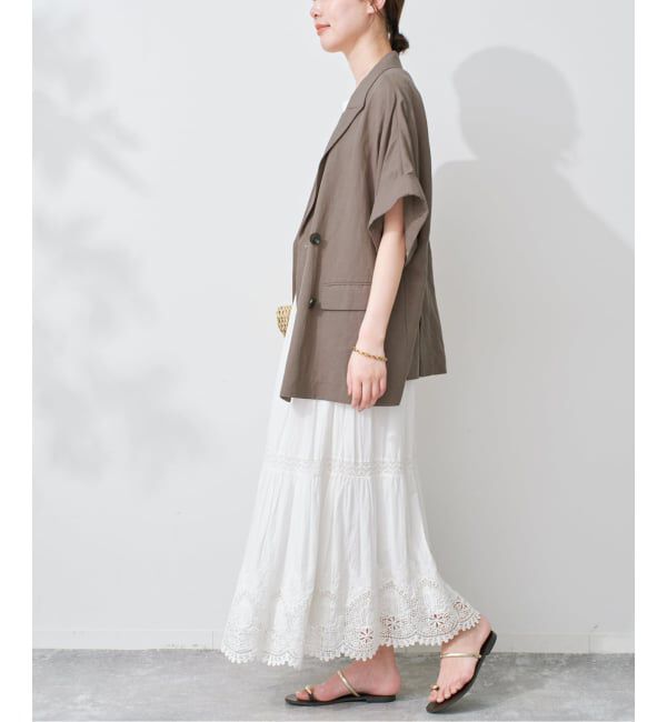 SLOBE IENA「《セットアップ対応可/追加》リネン混ハーフスリーブジャケット」|その他|