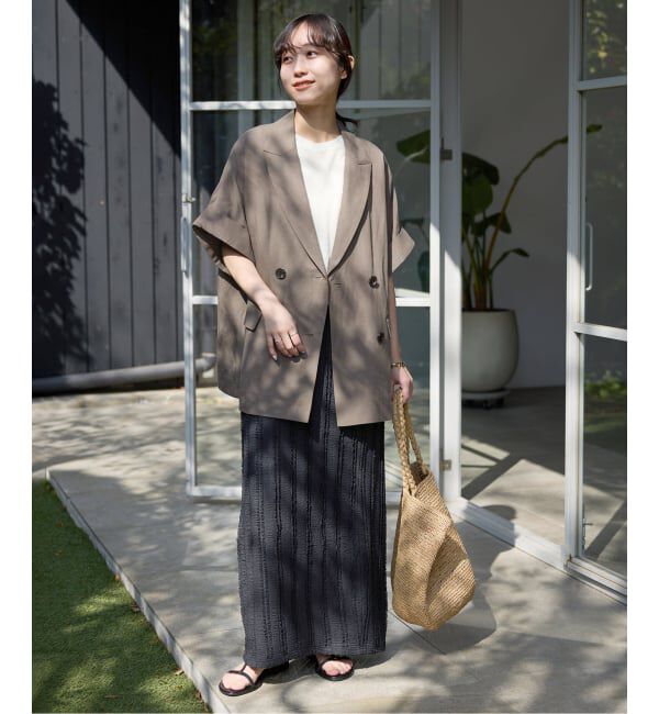 SLOBE IENA「《セットアップ対応可/追加》リネン混ハーフスリーブジャケット」|その他|