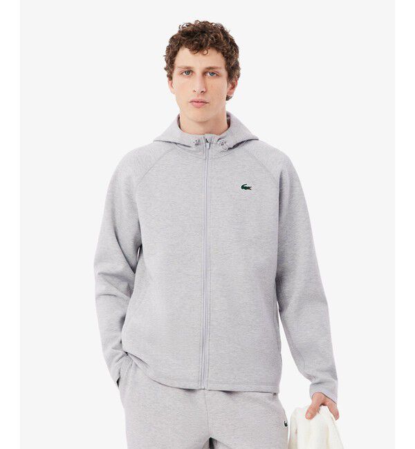 LACOSTE「ダブルフェイススウェットジップフーディー」|パーカー|グレー