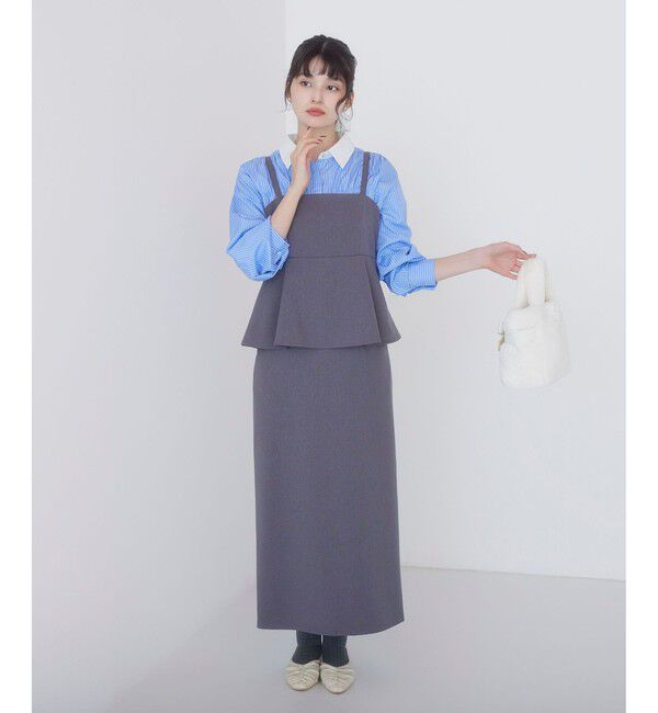 VIS「【WEB限定】【美easy】ウーリッシュ ペプラム切替キャミワンピース【洗える】」|ワンピース|