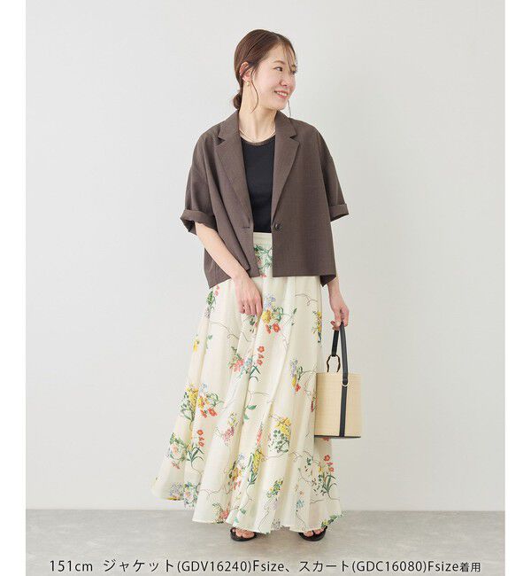 Rope&rsquo;Picnic「【ちゃんと+かわいい保証】エアリーリネンライク ハーフスリーブジャケット/接触冷感・UVカット・速乾」|テーラードジャケット|