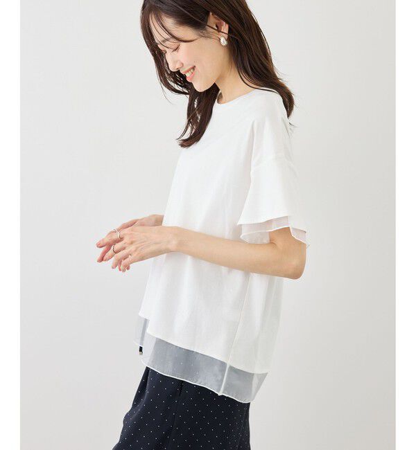 Rope&rsquo;Picnic「70シルケットシアードッキングトップス/着丈が選べる・UVカット・接触冷感」|Tシャツ・カットソー|