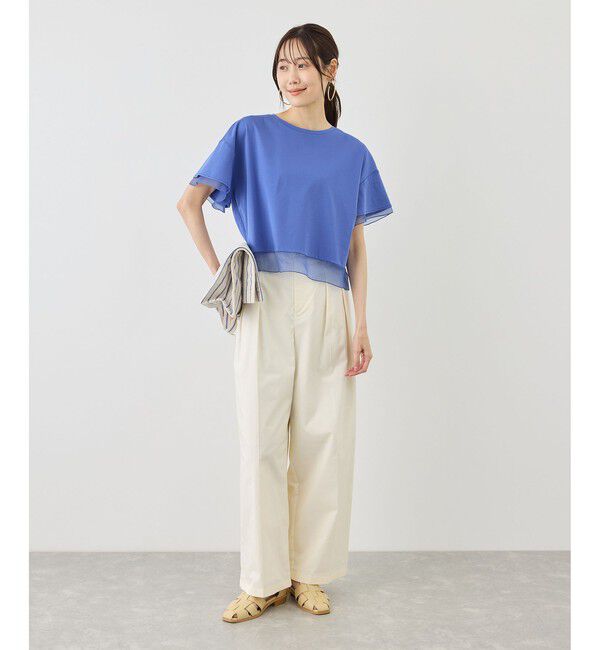 Rope&rsquo;Picnic「70シルケットシアードッキングトップス/着丈が選べる・UVカット・接触冷感」|Tシャツ・カットソー|