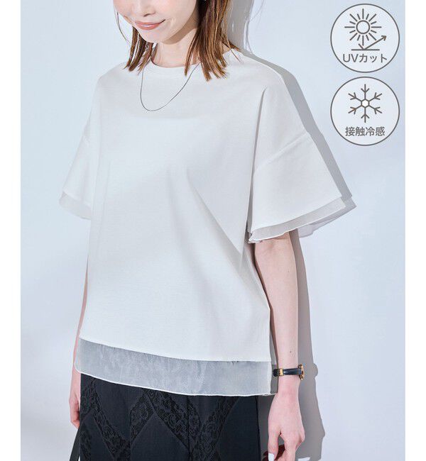 Rope&rsquo;Picnic「70シルケットシアードッキングトップス/着丈が選べる・UVカット・接触冷感」|Tシャツ・カットソー|ホワイト(10)