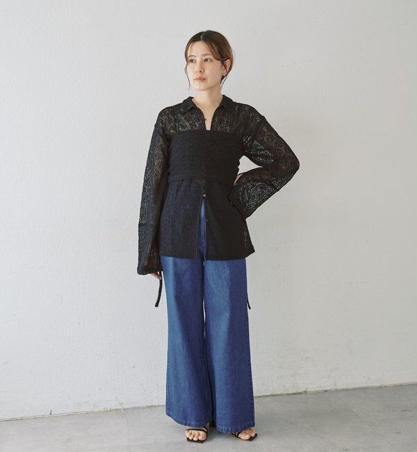  「【再入荷】絡みレースシャツ&times;ビスチェSET」|Tシャツ・カットソー|