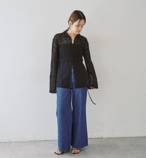  「【再入荷】絡みレースシャツ&times;ビスチェSET」|Tシャツ・カットソー|