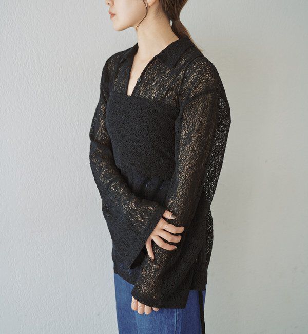  「【再入荷】絡みレースシャツ&times;ビスチェSET」|Tシャツ・カットソー|