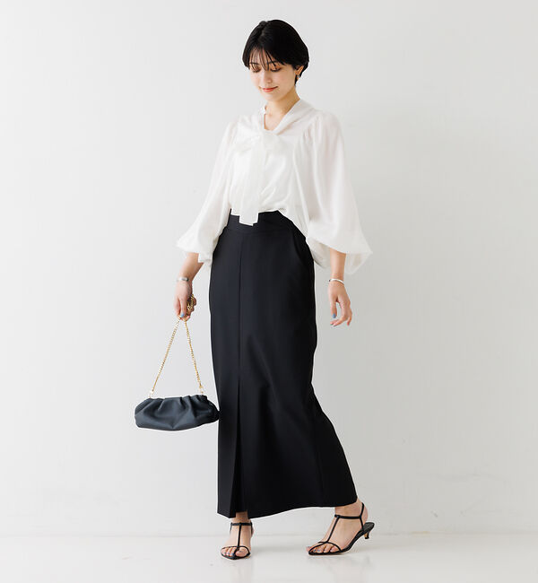 Rouge vif「とろみ素材 ギャザースリーブボウタイブラウス」|シャツ・ブラウス|