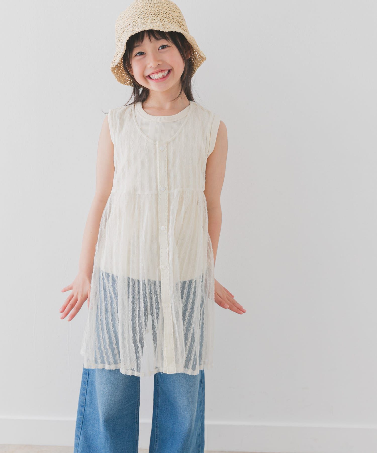 URBAN RESEARCH DOORS「『WEB/一部店舗限定サイズ』ノースリーブランダムリブカットソー(KIDS)」|その他|アイボリー