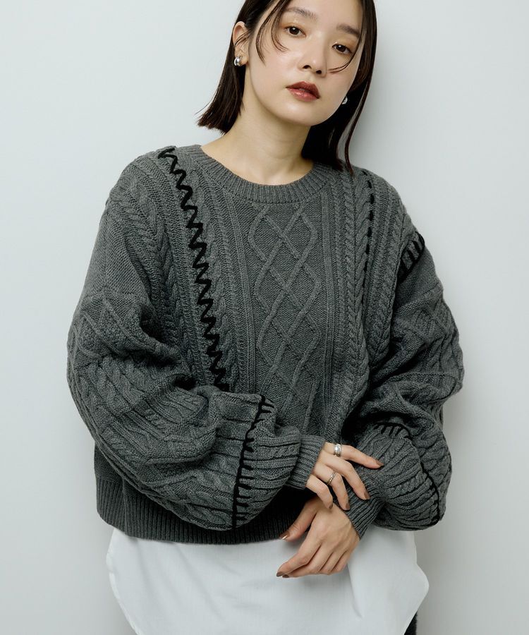 Green Parks「・ELENCARE DUE ハンドステッチケーブルニット」|ニット・セーター|