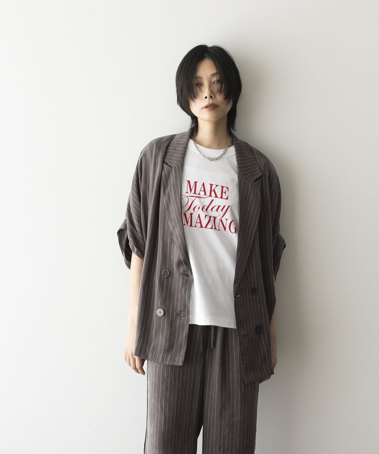 GARAGE OF GOOD CLOTHING「ストライプ半袖ジャケット」|テーラードジャケット|
