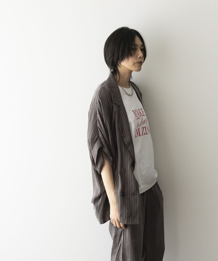 GARAGE OF GOOD CLOTHING「ストライプ半袖ジャケット」|テーラードジャケット|