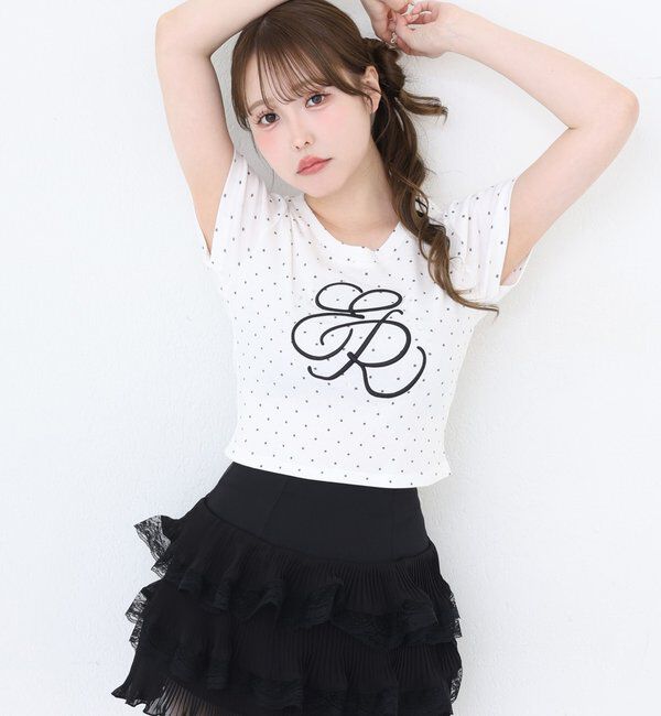  「ビジュー付きロゴ刺繍Tee」|プルオーバー|ドット