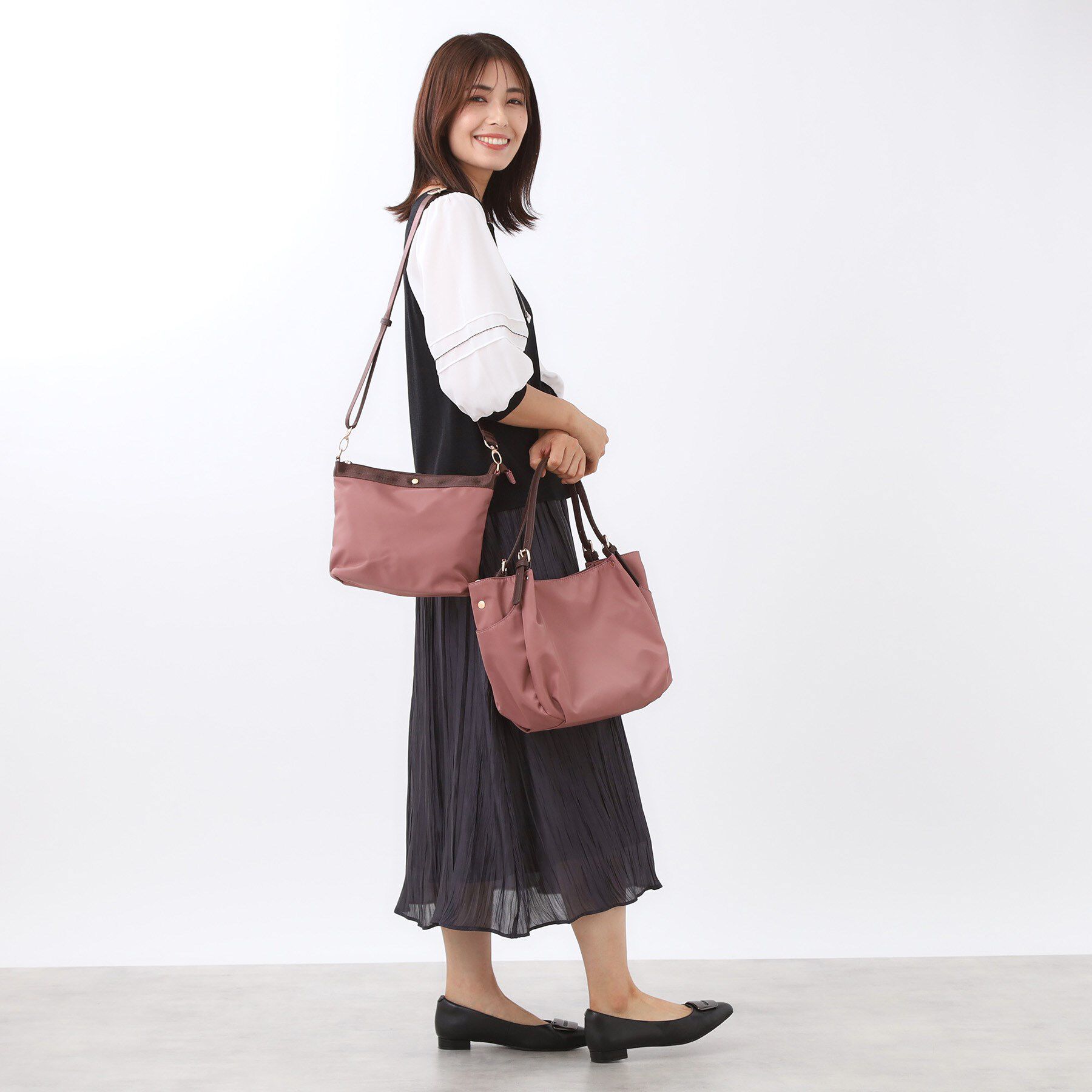 Reflect「【しっかり収納／小旅行に◎／インナーバッグ入り／ショルダー付き】3WAYデザインバッグ」|ショルダー・メッセンジャー|
