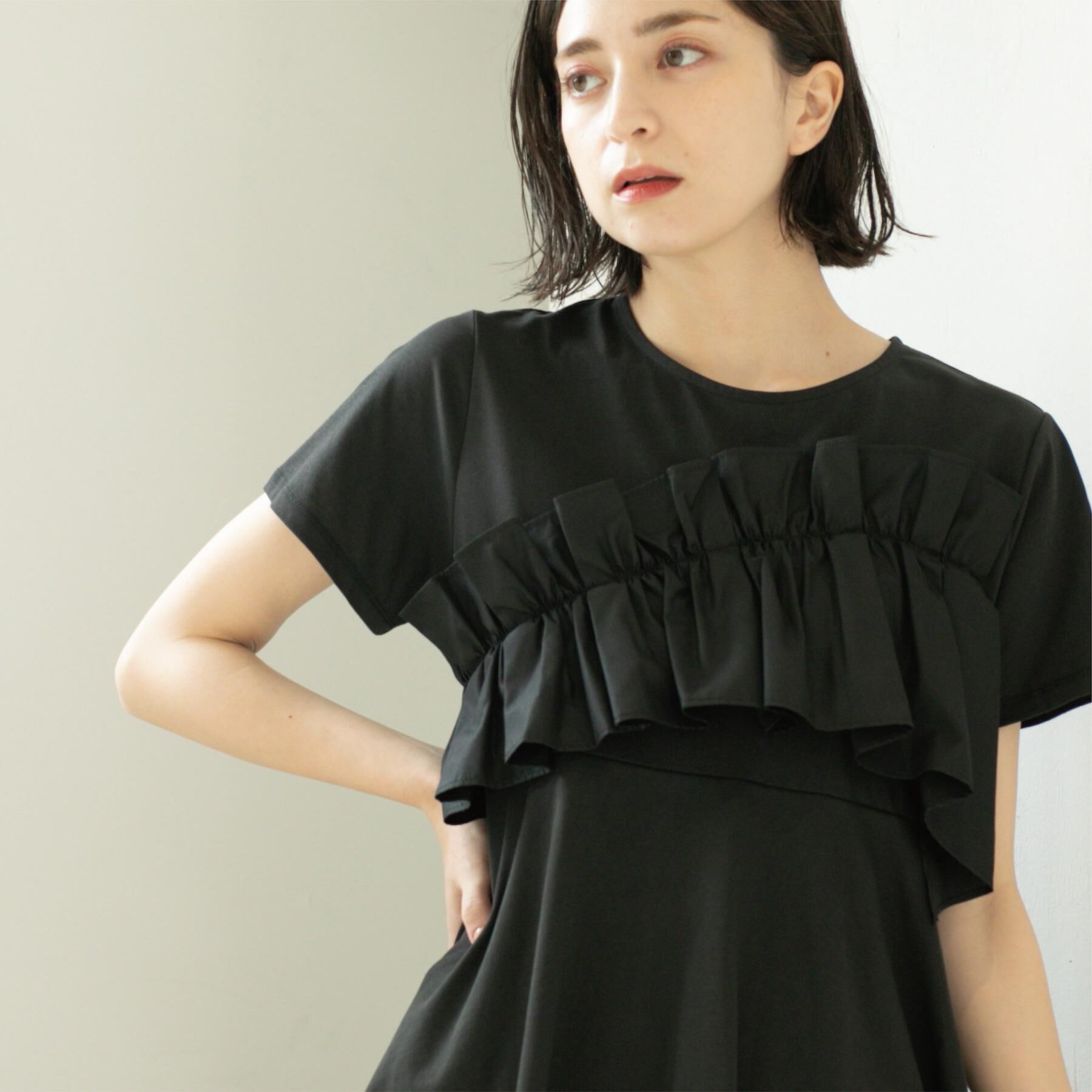 OPAQUE.CLIP「フリルドッキングペプラムトップス【接触冷感／洗濯機洗い可】」|Tシャツ・カットソー|