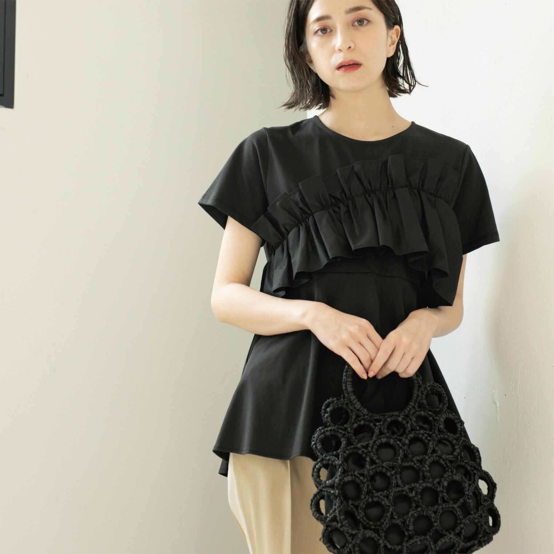OPAQUE.CLIP「フリルドッキングペプラムトップス【接触冷感／洗濯機洗い可】」|Tシャツ・カットソー|