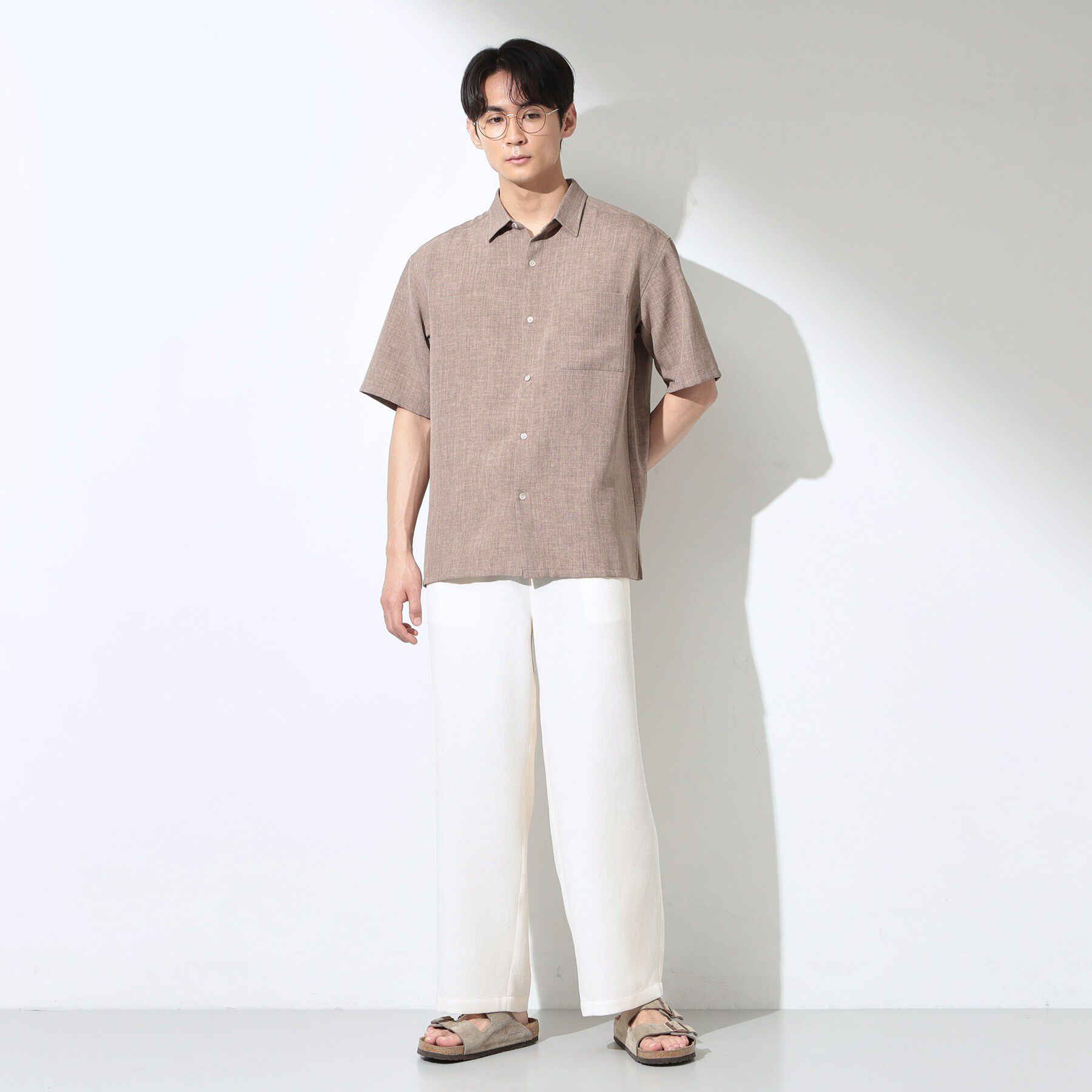 THE SHOP TK「【LINO FINE】 リネンライク半袖シャツ UVカット／イージーケア／吸水速乾／洗濯機OK／セッ」|シャツ・ブラウス|