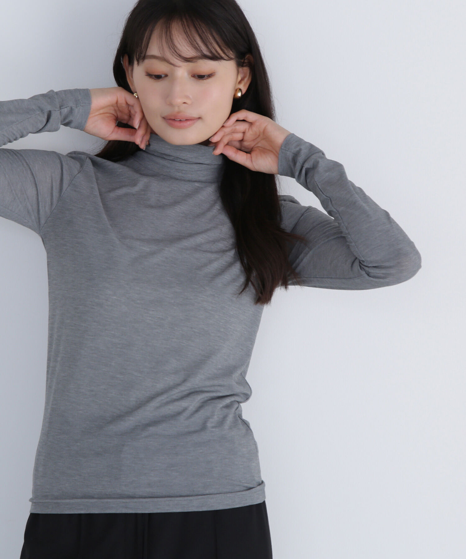  「シアーカットソーシリーズ ハイネック」|Tシャツ・カットソー|グレー