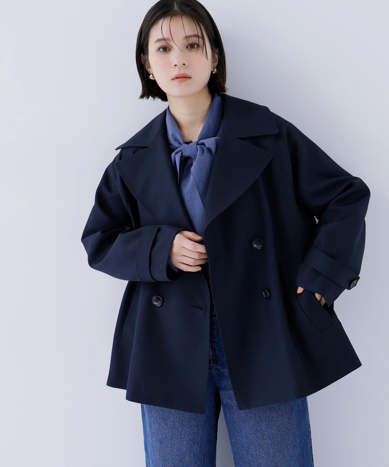  「ハーフトレンチコート」|その他|ネイビー