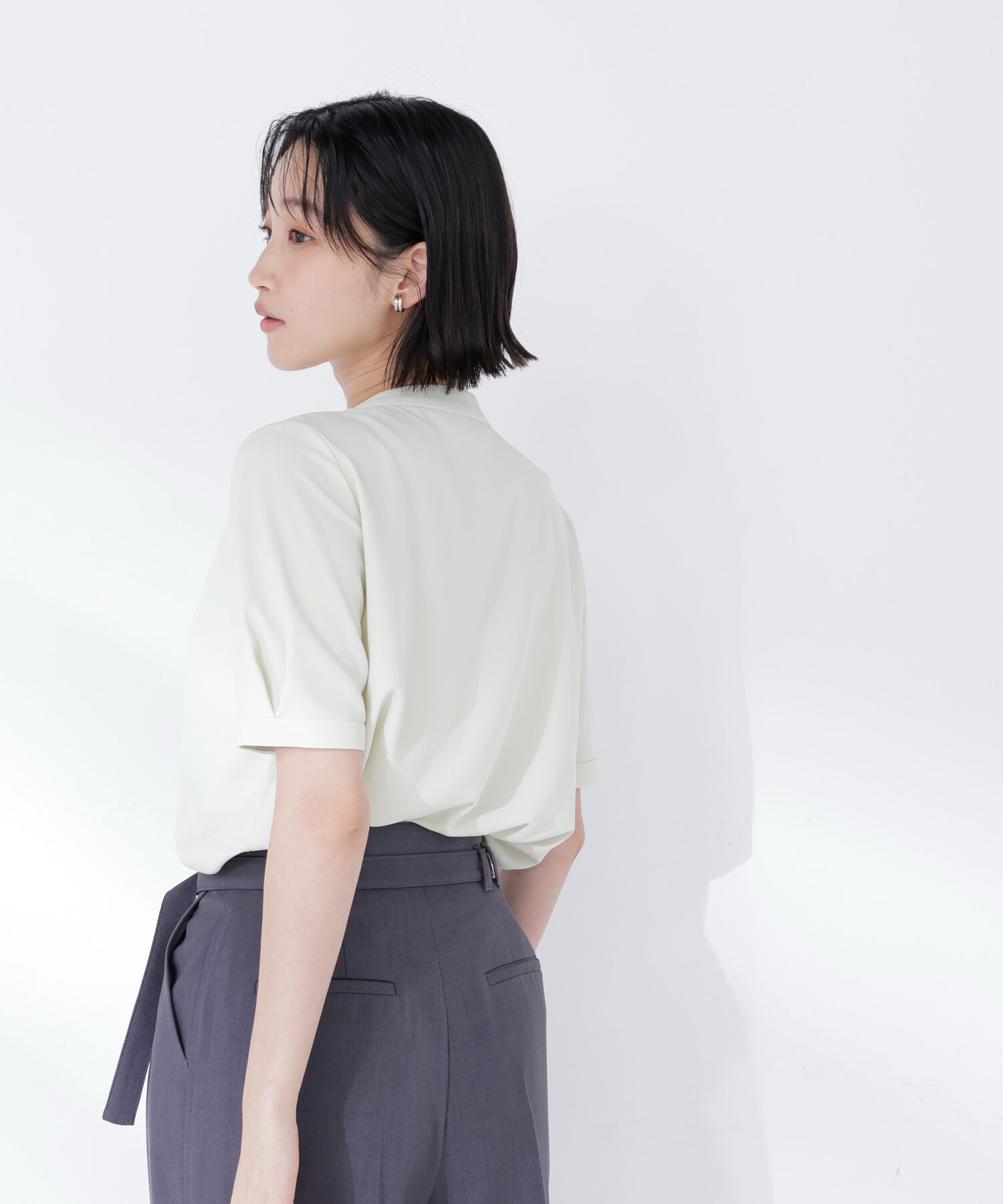  「ラッフルボウタイブラウス半袖」|シャツ・ブラウス|