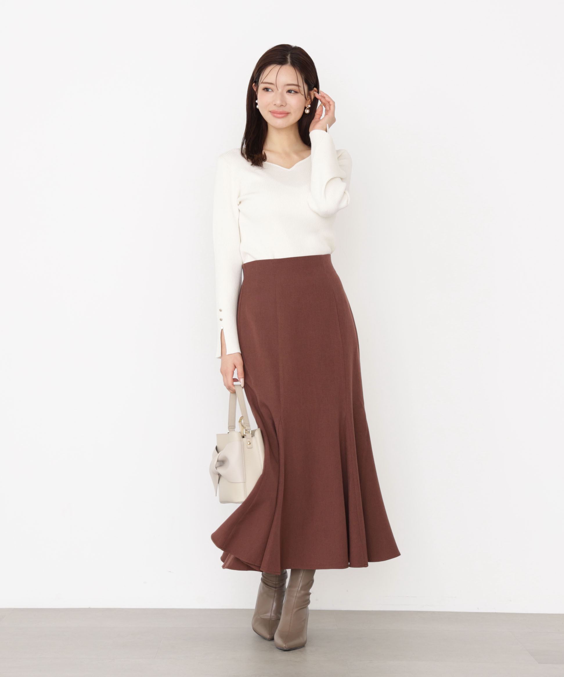 PROPORTION BODY DRESSING「＜ウォッシャブル＞ハイウエストマーメイドスカート 25AW」|スカート|ブラウン