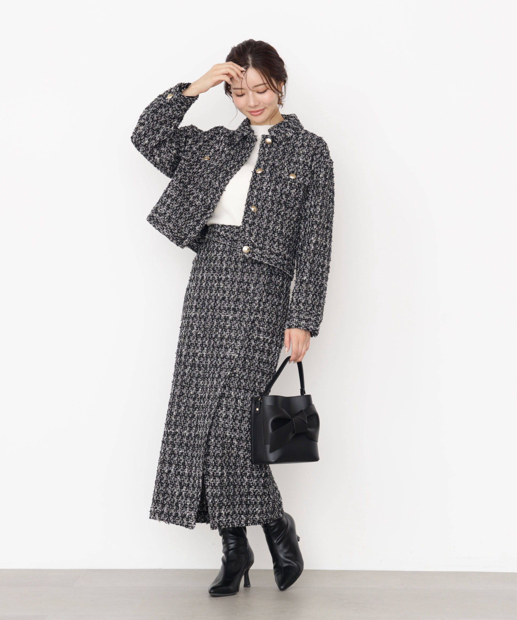 PROPORTION BODY DRESSING「ラメツイードブルゾン 25AW」|ブルゾン・スタジャン|