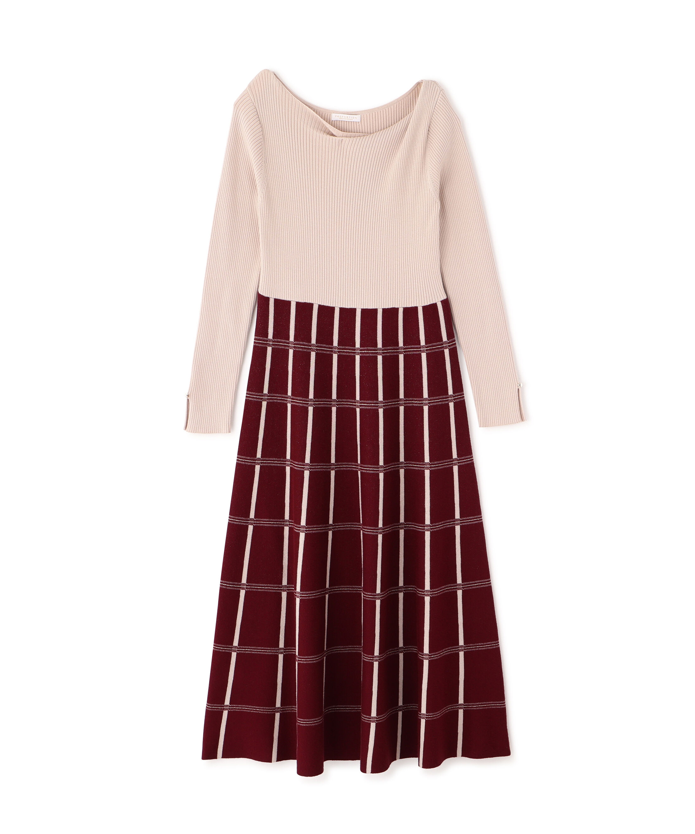 PROPORTION BODY DRESSING「チェック柄ジャガードニットワンピース 25AW」|ワンピース|