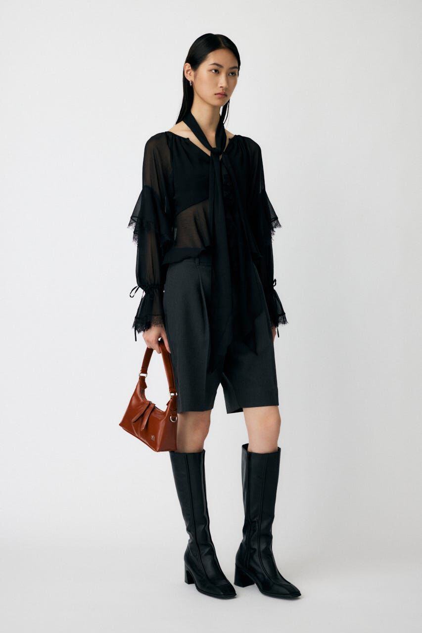 MOUSSY「LACE TRIM TIE ブラウス」|シャツ・ブラウス|