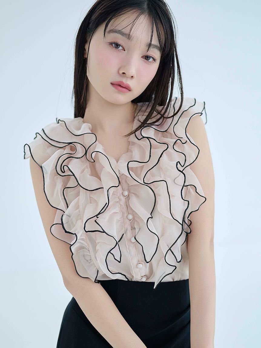 新色追加/WEB限定カラーあり】ノースリフリルブラウス（SNIDEL 