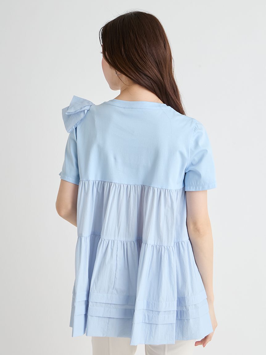 CELFORD「【洗える】ショルダーフリルチュニックカットソー」|Tシャツ・カットソー|