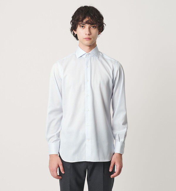 UNITED ARROWS「イージーケア AG パナマ ストライプ ワイドスプレッドカラー シャツ 抗菌防臭 通気性」|シャツ・ブラウス|