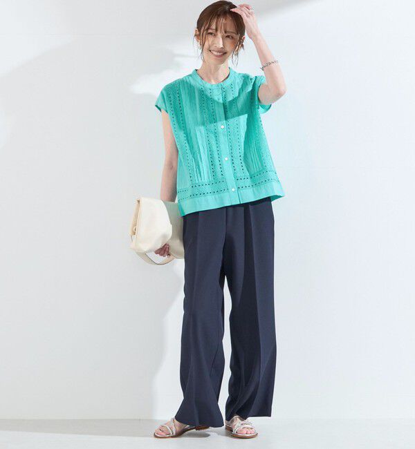 SHIPS Colors 「SHIPS Colors:〈手洗い可能〉エンブロイダリー レース フレンチスリーブ シャツ◇」|シャツ・ブラウス|