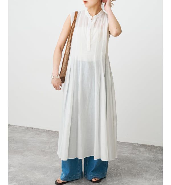 Spick and Span「《手洗い可》C/Rボイルタックノースリーブワンピース」|ワンピース|