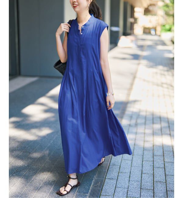Spick and Span「《手洗い可》C/Rボイルタックノースリーブワンピース」|ワンピース|