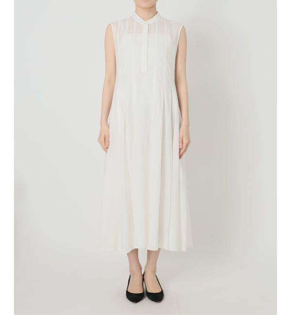 Spick and Span「《手洗い可》C/Rボイルタックノースリーブワンピース」|ワンピース|