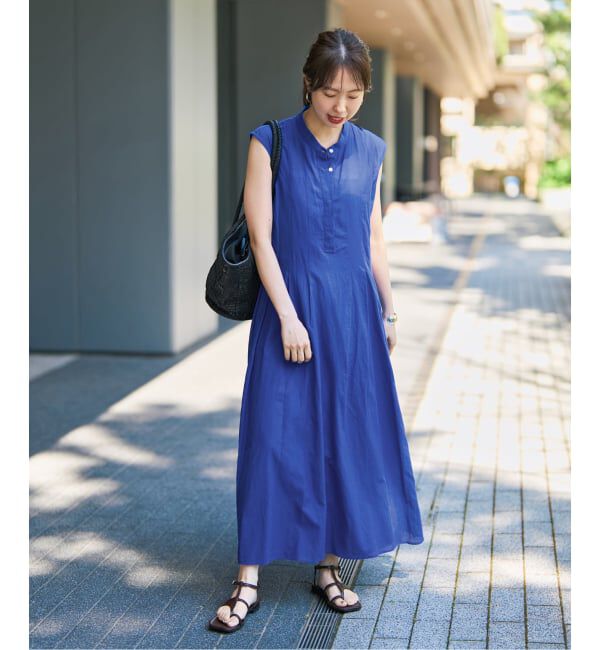 Spick and Span「《手洗い可》C/Rボイルタックノースリーブワンピース」|ワンピース|