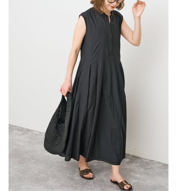 Spick and Span「《手洗い可》C/Rボイルタックノースリーブワンピース」|ワンピース|