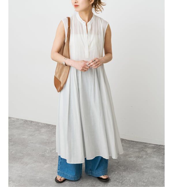 Spick and Span「《手洗い可》C/Rボイルタックノースリーブワンピース」|ワンピース|ホワイト A