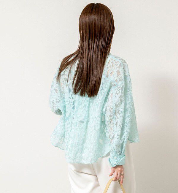 NOLLEY'S sophi「ウォッシャブルワッシャーオーガンジーカットジャガードショートシャツ」|シャツ・ブラウス|