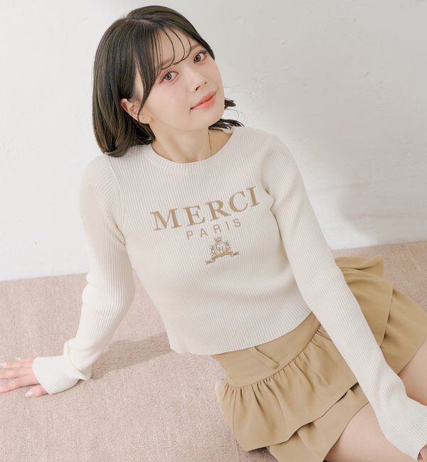  「【5色展開】ロゴ刺繍リブニット」|ニット・セーター|