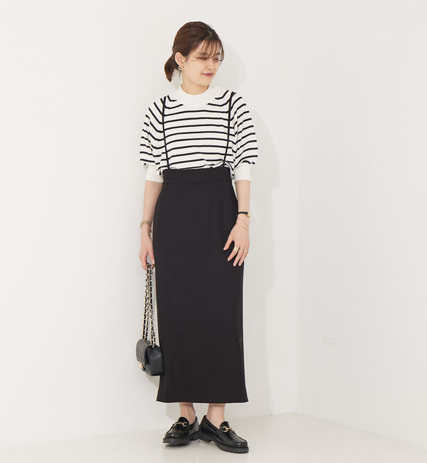 Rouge vif「【XSサイズ展開】【ロングセラー】サスペンダータイトスカート」|スカート|ブラック系その他1