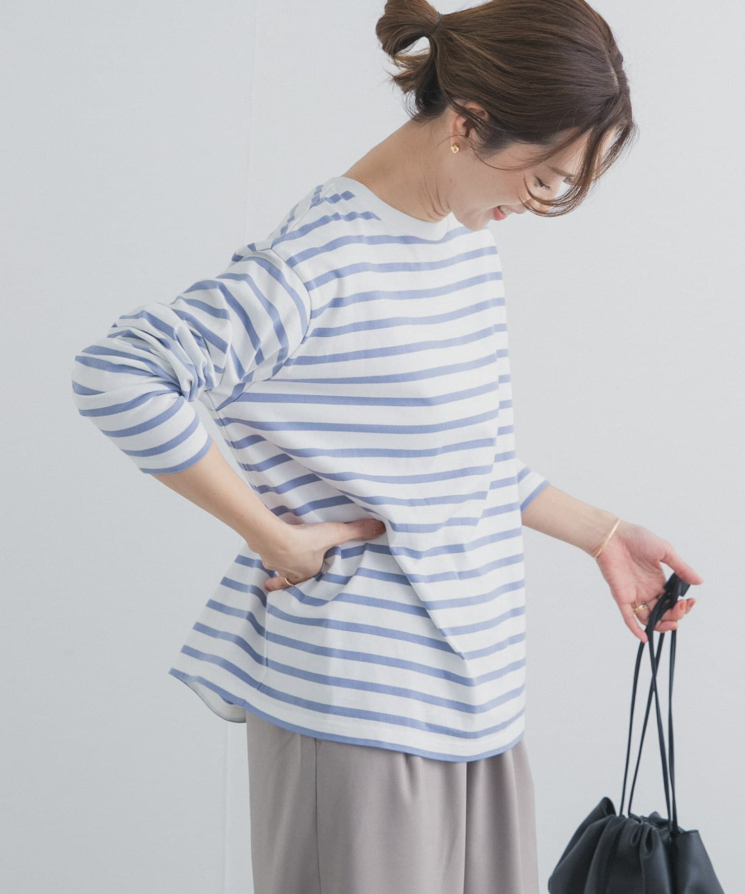 URBAN RESEARCH DOORS「ボーダーワイドプルオーバー」|Tシャツ・カットソー|ブルー