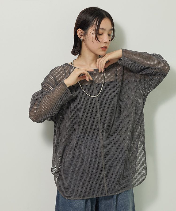 Green Parks「メッシュ長袖ゆるカットプルオーバー」|Tシャツ・カットソー|