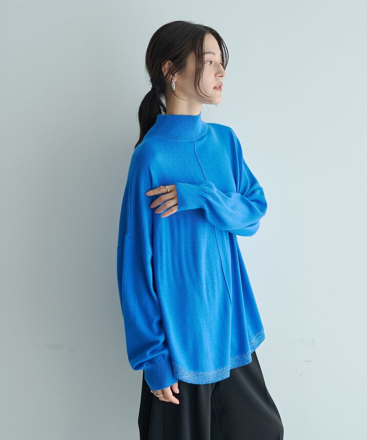 YECCA VECCA「裾ラメMIXラウンドヘムニット」|ニット・セーター|Blue