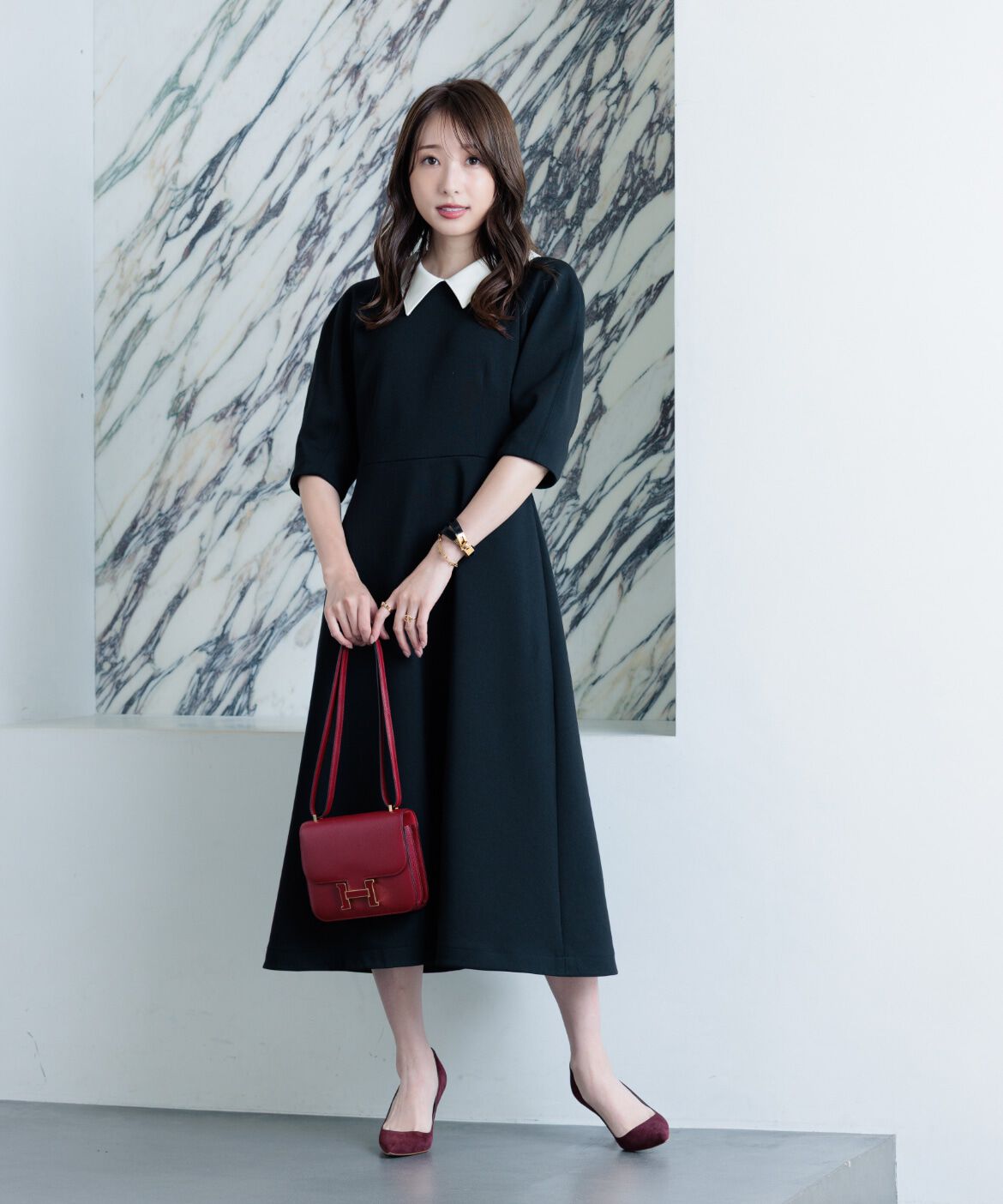 Maglie le cassetto「《M Maglie le cassetto&times;冨張愛》ｴﾚﾓｰﾄﾞ&ldquo;美映えﾌﾞﾗｯｸﾀﾞﾝﾎﾞ  」|ワンピース|