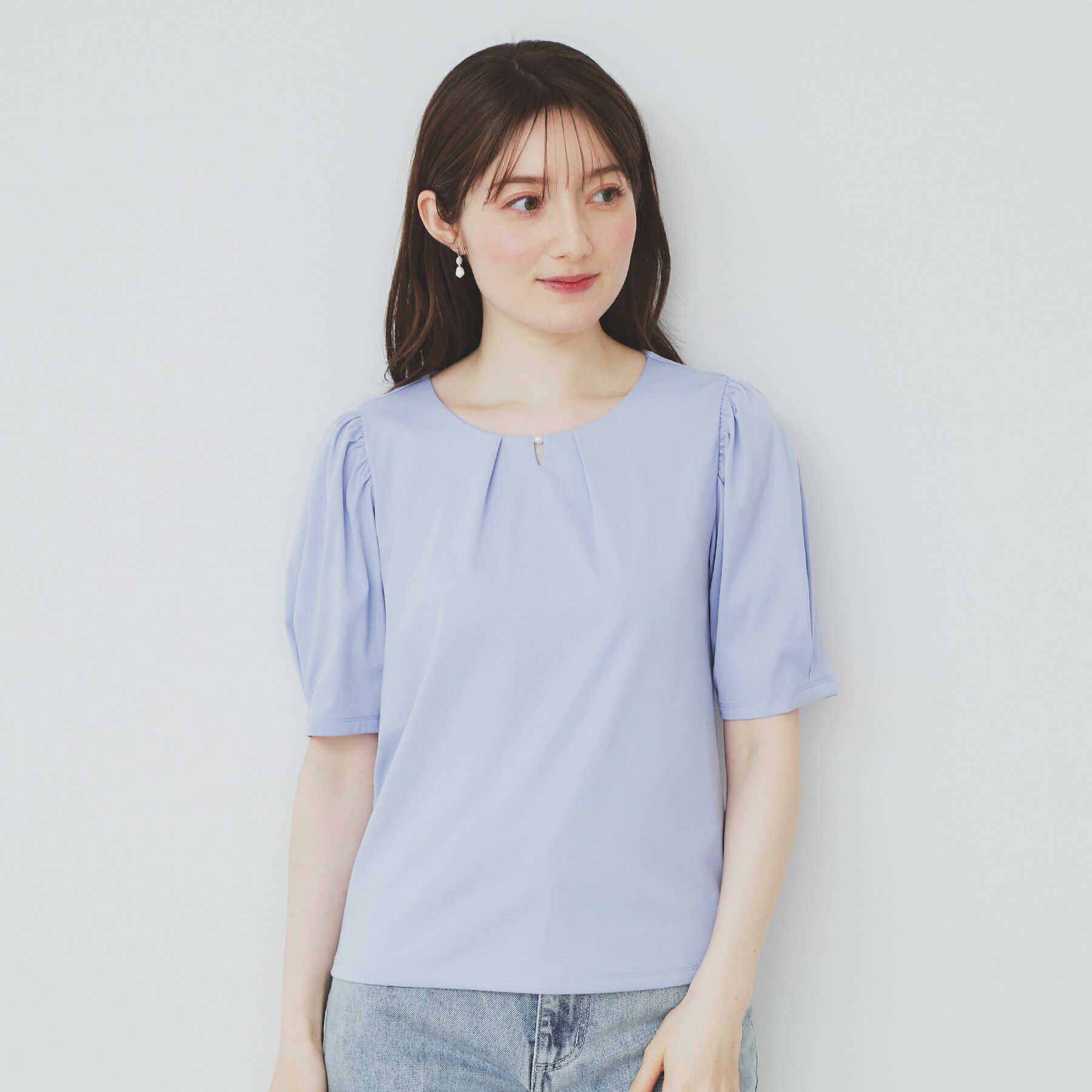 index「フロントパール調タックパフトップス【UV／接触冷感／洗濯機洗い可】」|Tシャツ・カットソー|