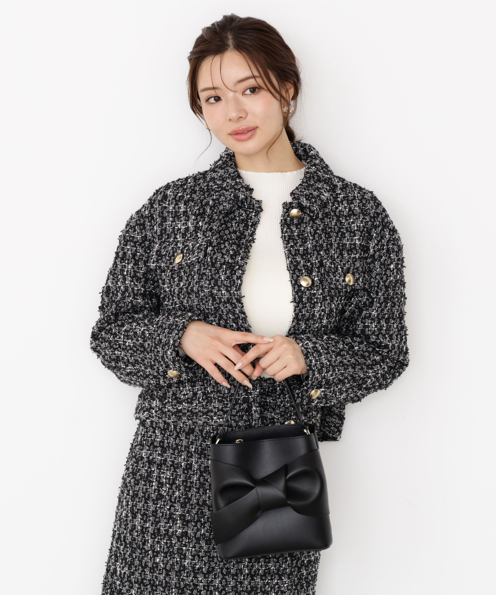 PROPORTION BODY DRESSING「ラメツイードブルゾン 25AW」|ブルゾン・スタジャン|