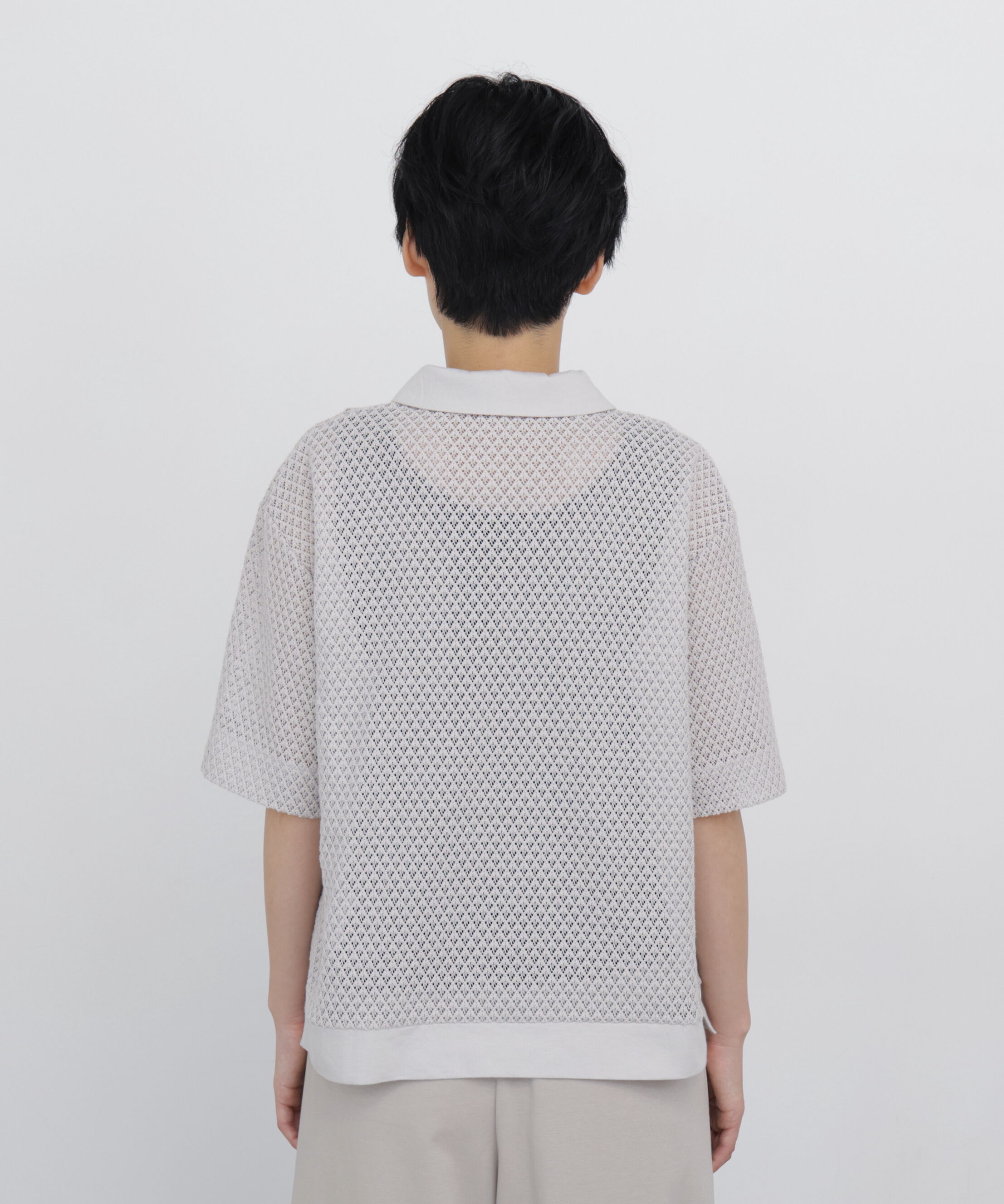  「◆リーフ格子レース　ポロＴシャツ」|Tシャツ・カットソー|