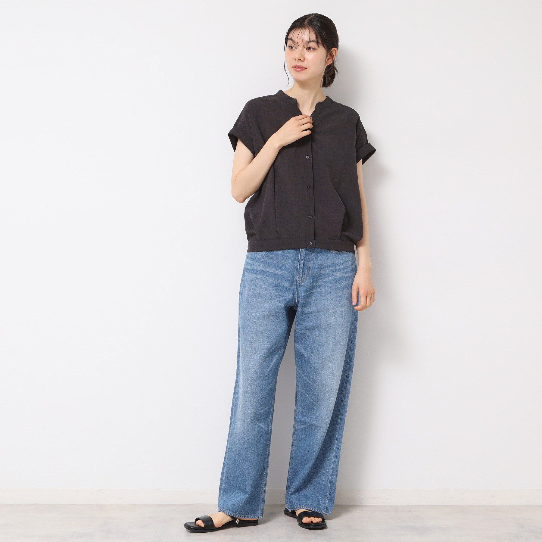 Dessin「【洗える】フレンチスリーブスキッパーシャツ（XS～L）」|シャツ・ブラウス|